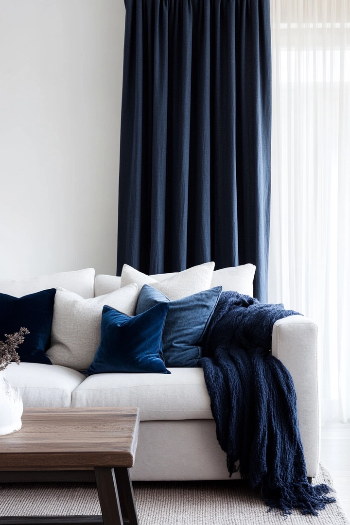 navy living room curtain ideas 10