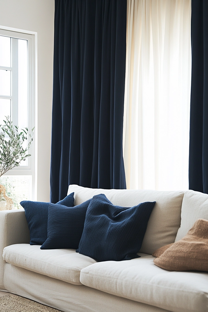 navy living room curtain ideas 11