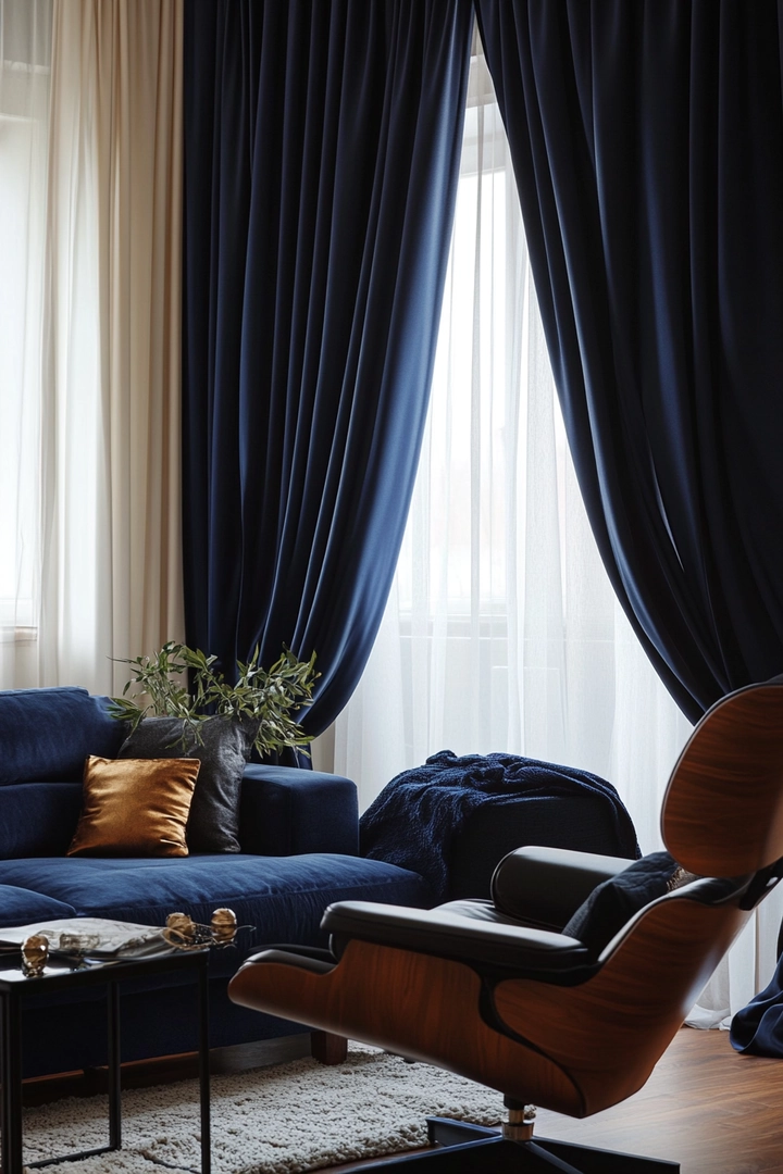 navy living room curtain ideas 5