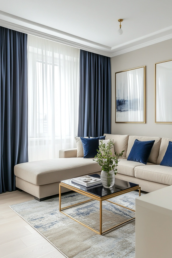 navy living room curtain ideas 51