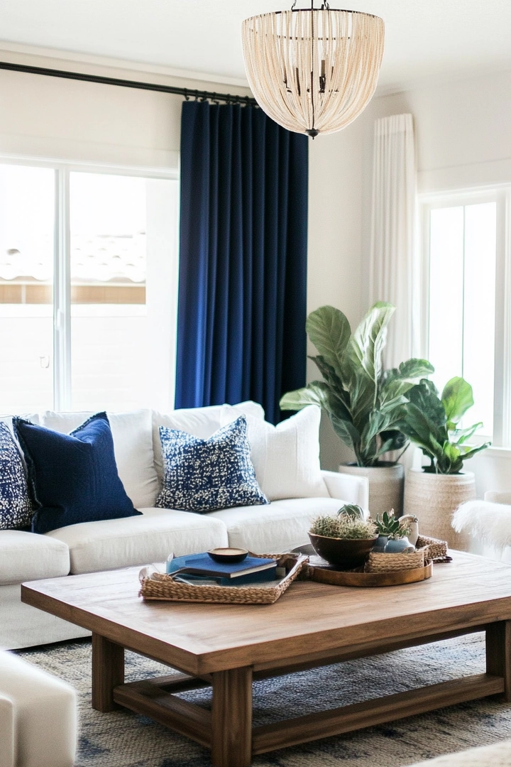 navy living room curtain ideas 61