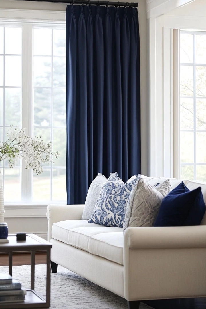 navy living room curtain ideas 68