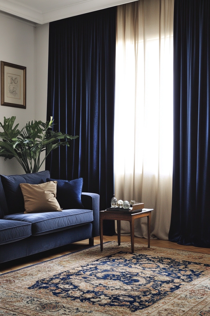 navy living room curtain ideas 69