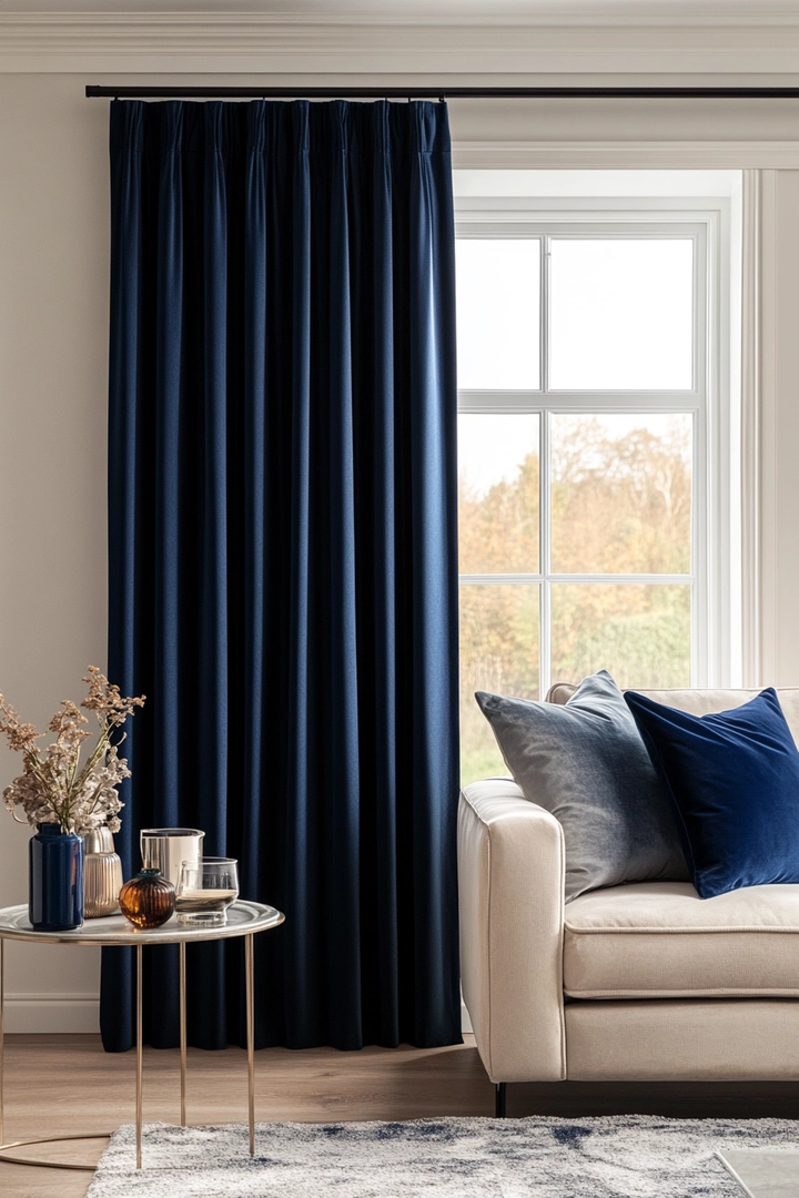 navy living room curtain ideas 77