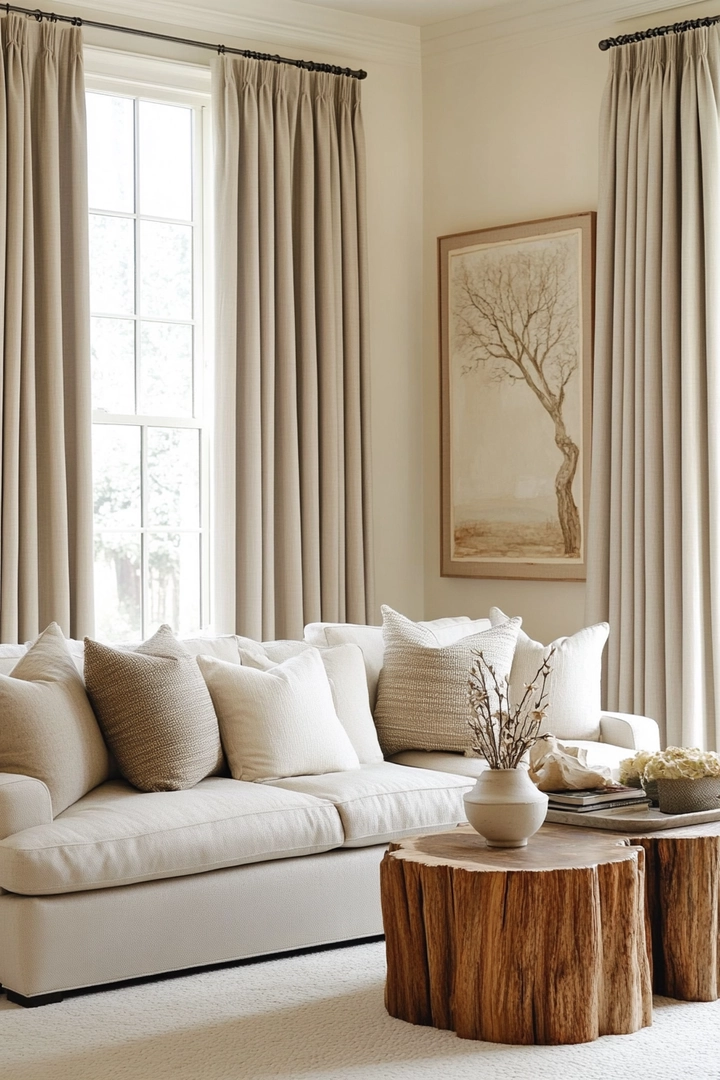 neutral living room curtain ideas 32