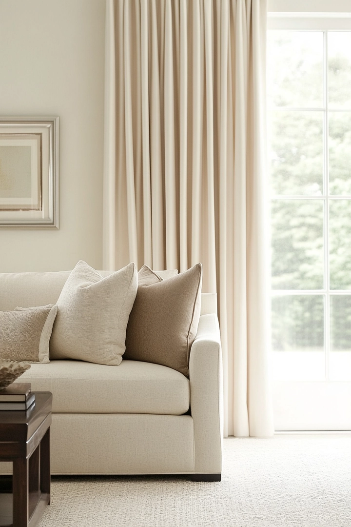 neutral living room curtain ideas 46