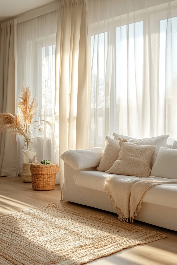 neutral living room curtain ideas 53