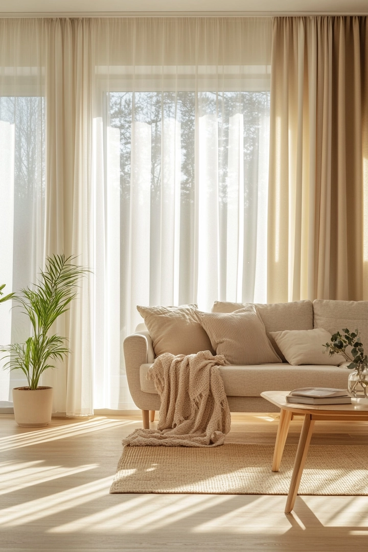 neutral living room curtain ideas 55