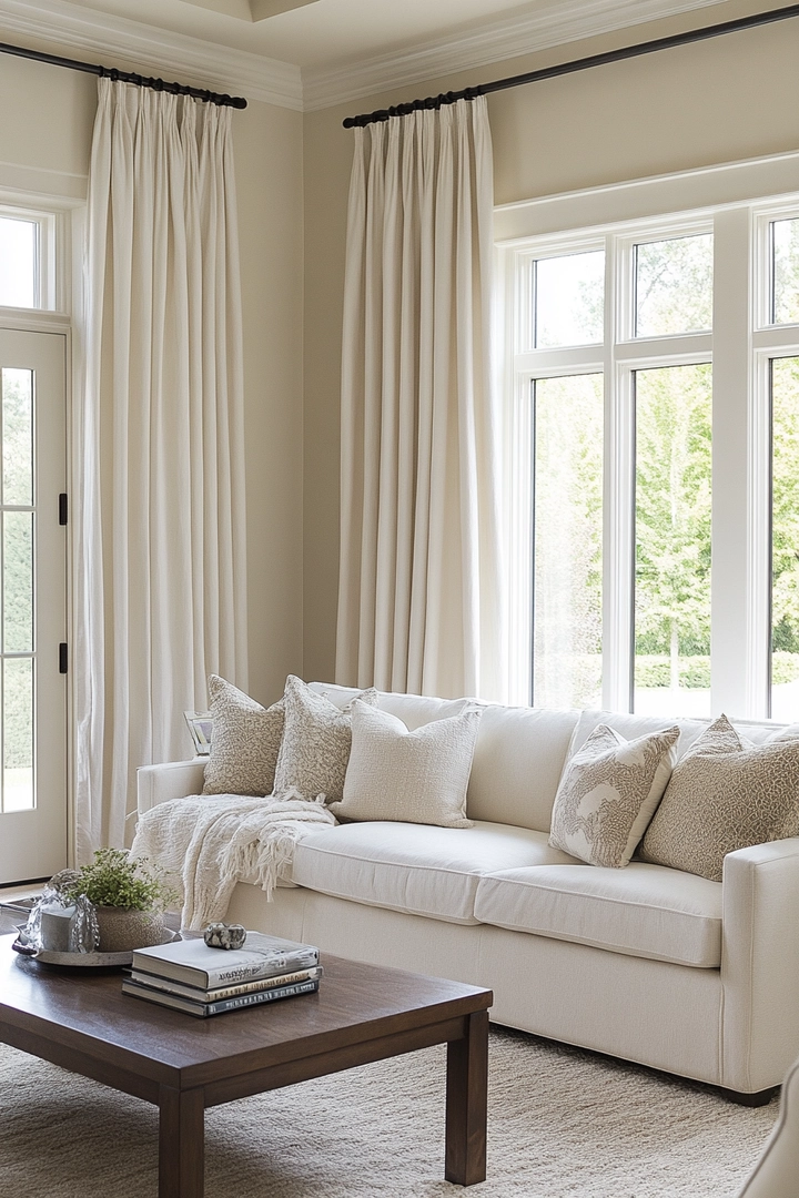 neutral living room curtain ideas 78