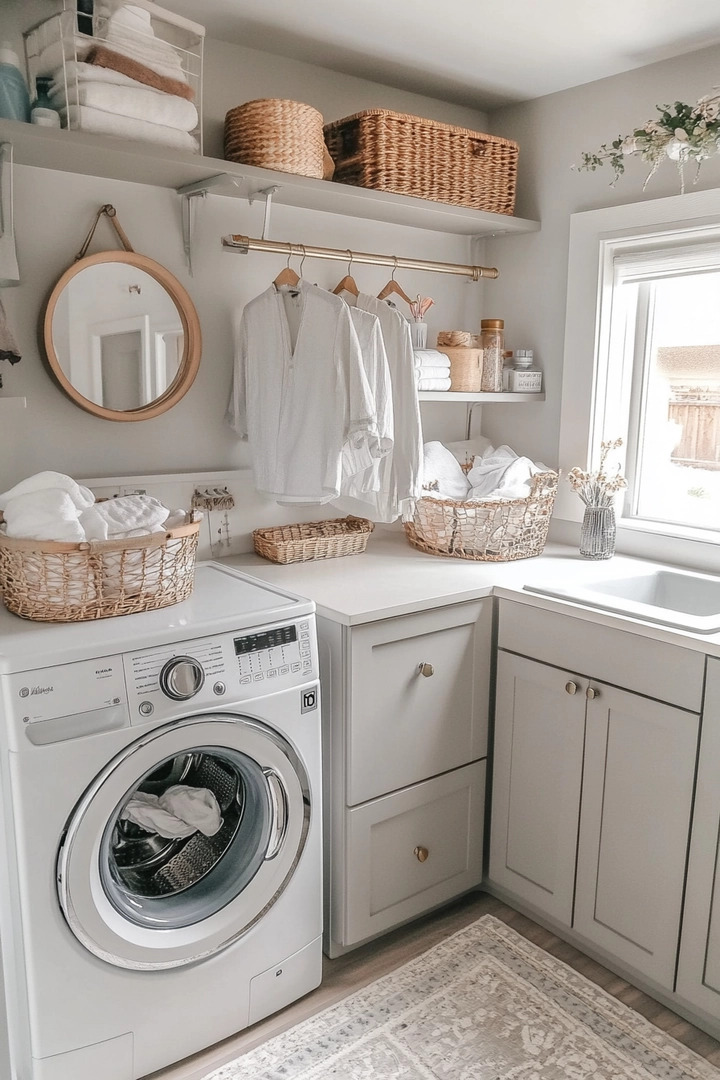 small laundry room organization 56