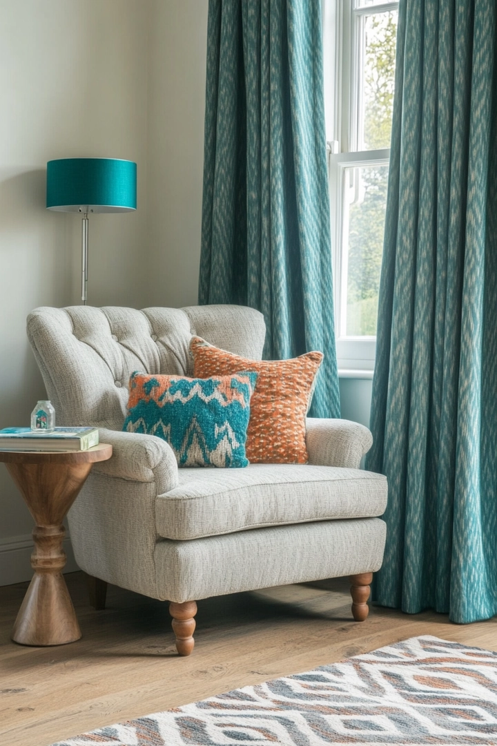 teal living room curtain ideas 10