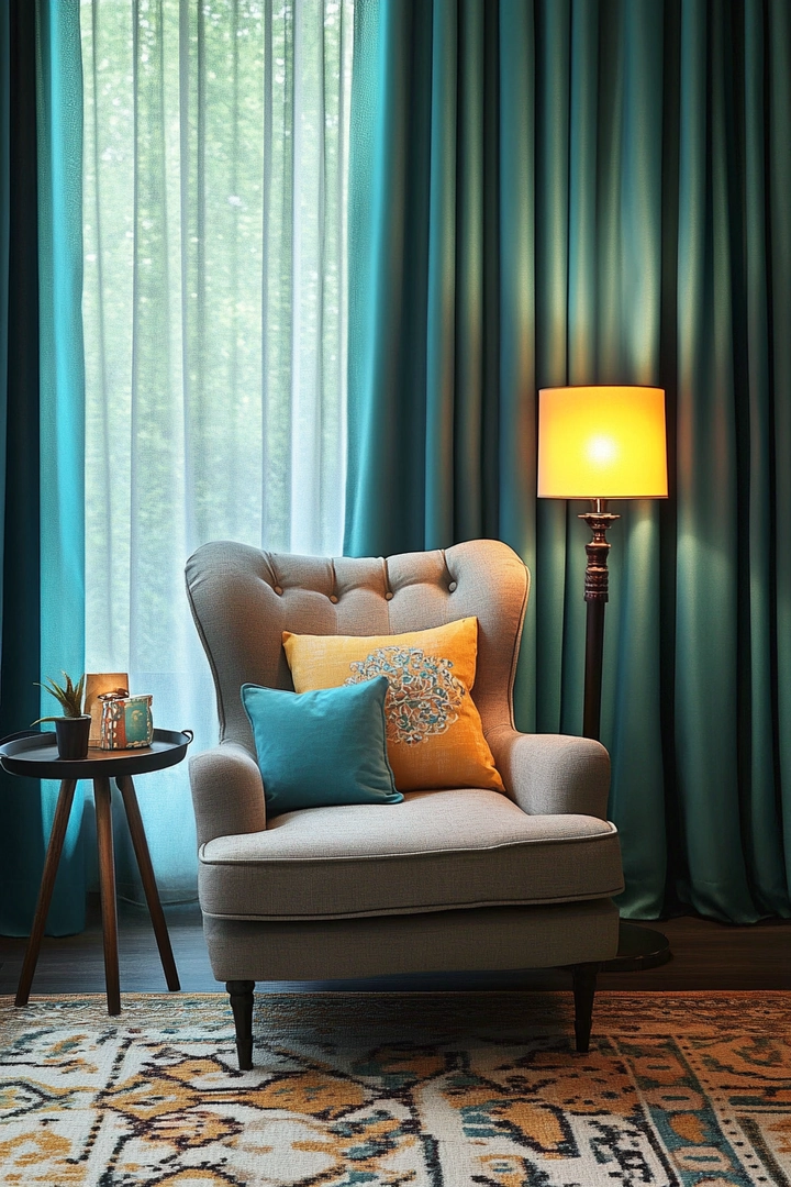 teal living room curtain ideas 11