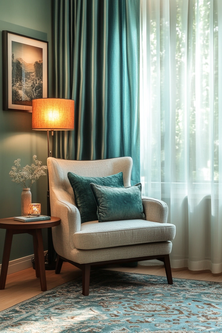 teal living room curtain ideas 12