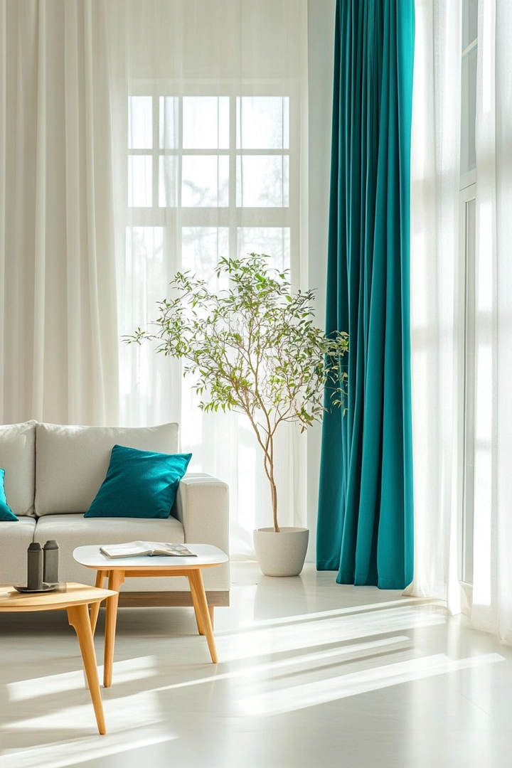 teal living room curtain ideas 13