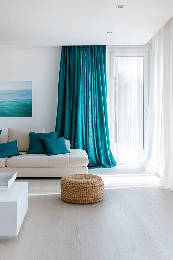 teal living room curtain ideas 15