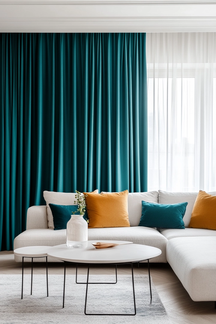 teal living room curtain ideas 16