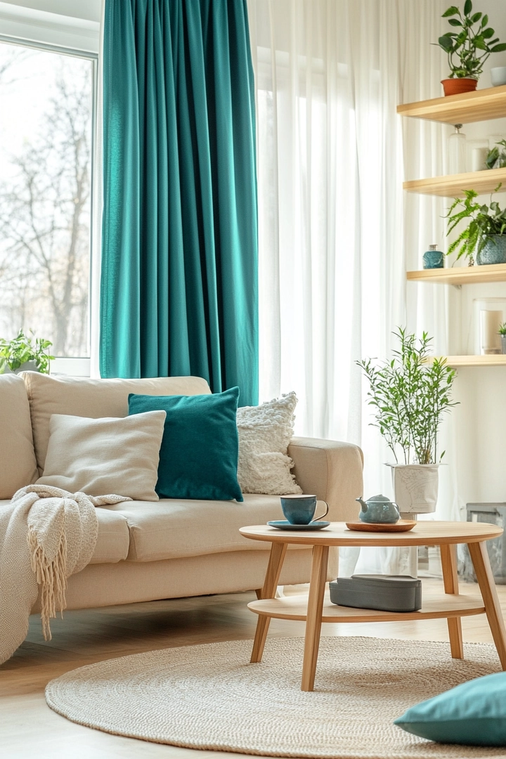 teal living room curtain ideas 2