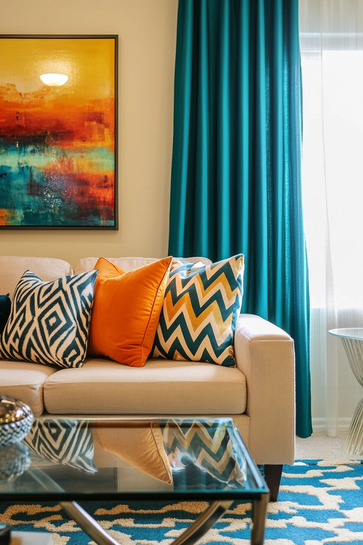 teal living room curtain ideas 20