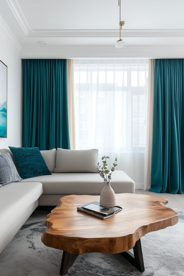 teal living room curtain ideas 22