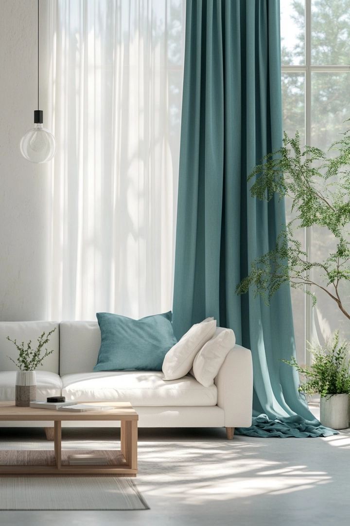 teal living room curtain ideas 29