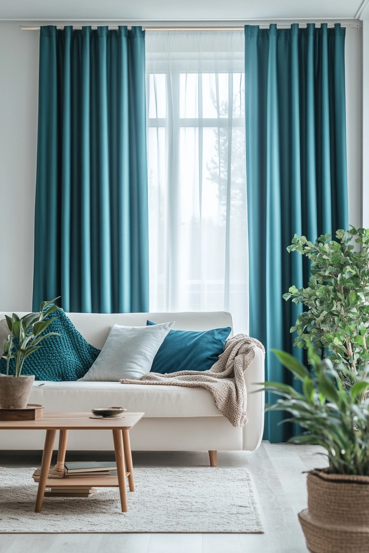 teal living room curtain ideas 30