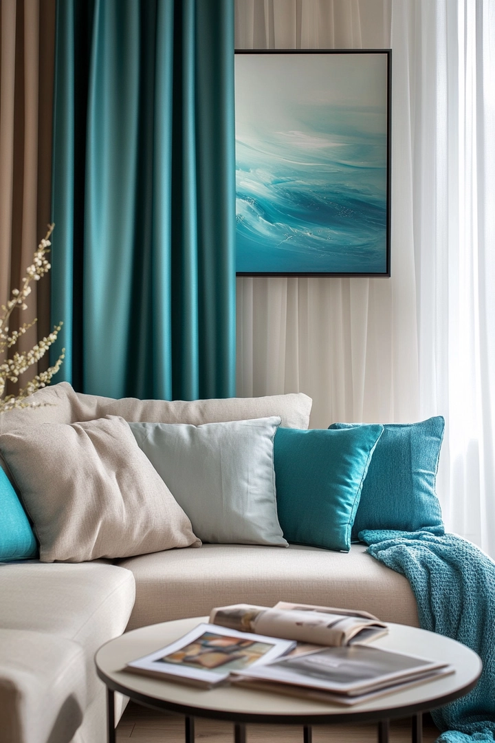 teal living room curtain ideas 33