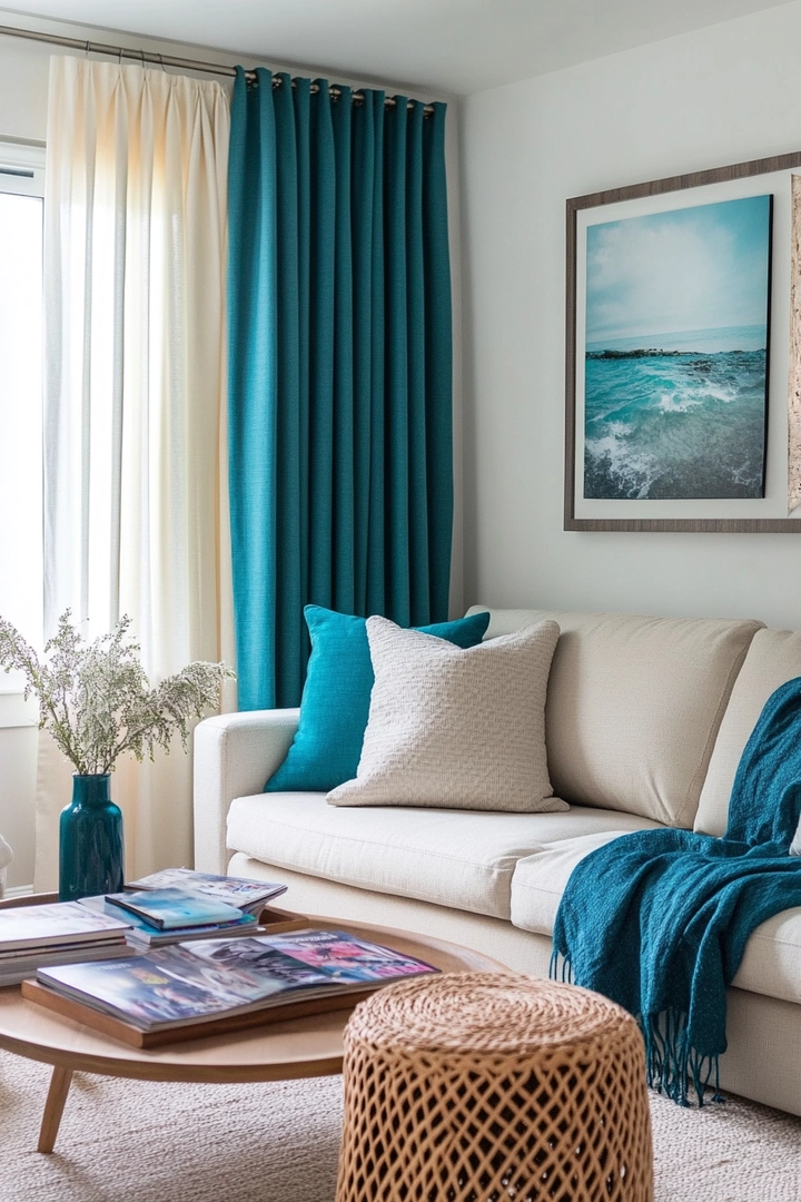 teal living room curtain ideas 36