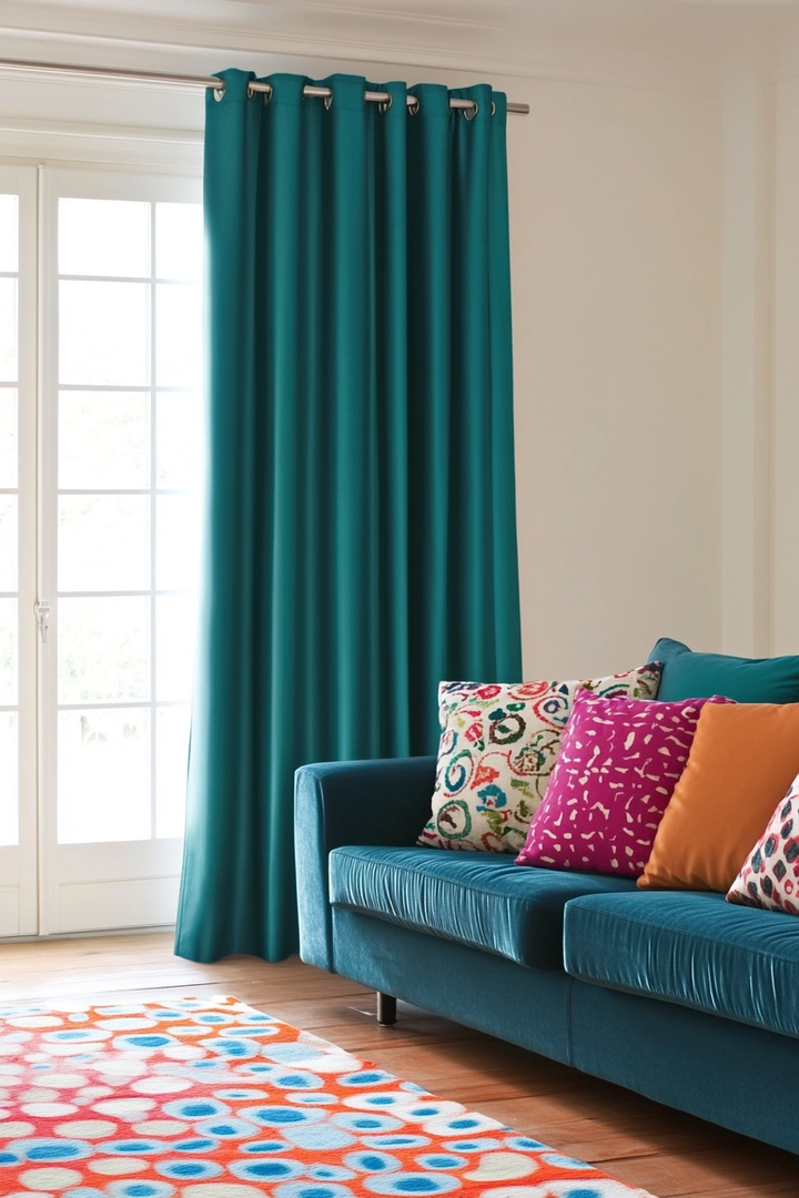 teal living room curtain ideas 45