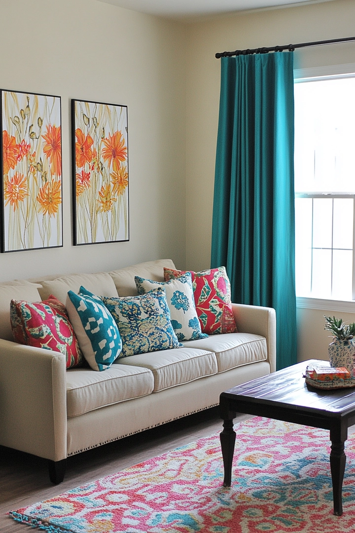 teal living room curtain ideas 46