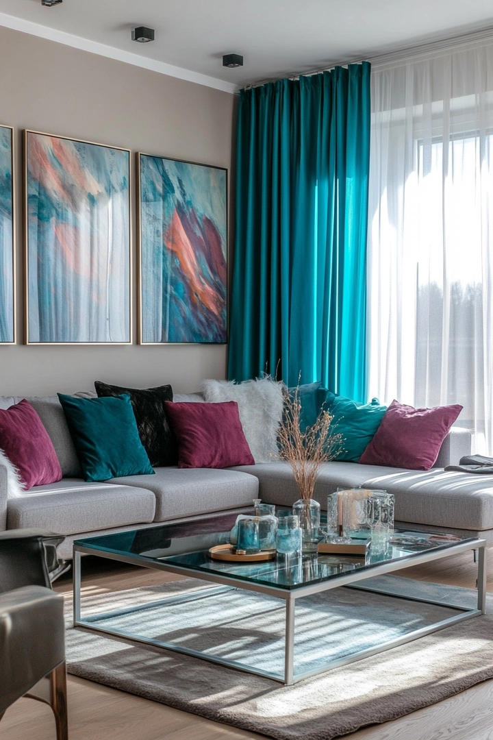 teal living room curtain ideas 5