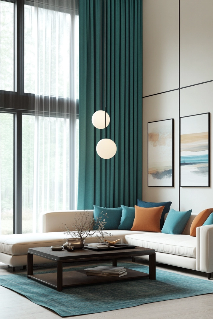 teal living room curtain ideas 50