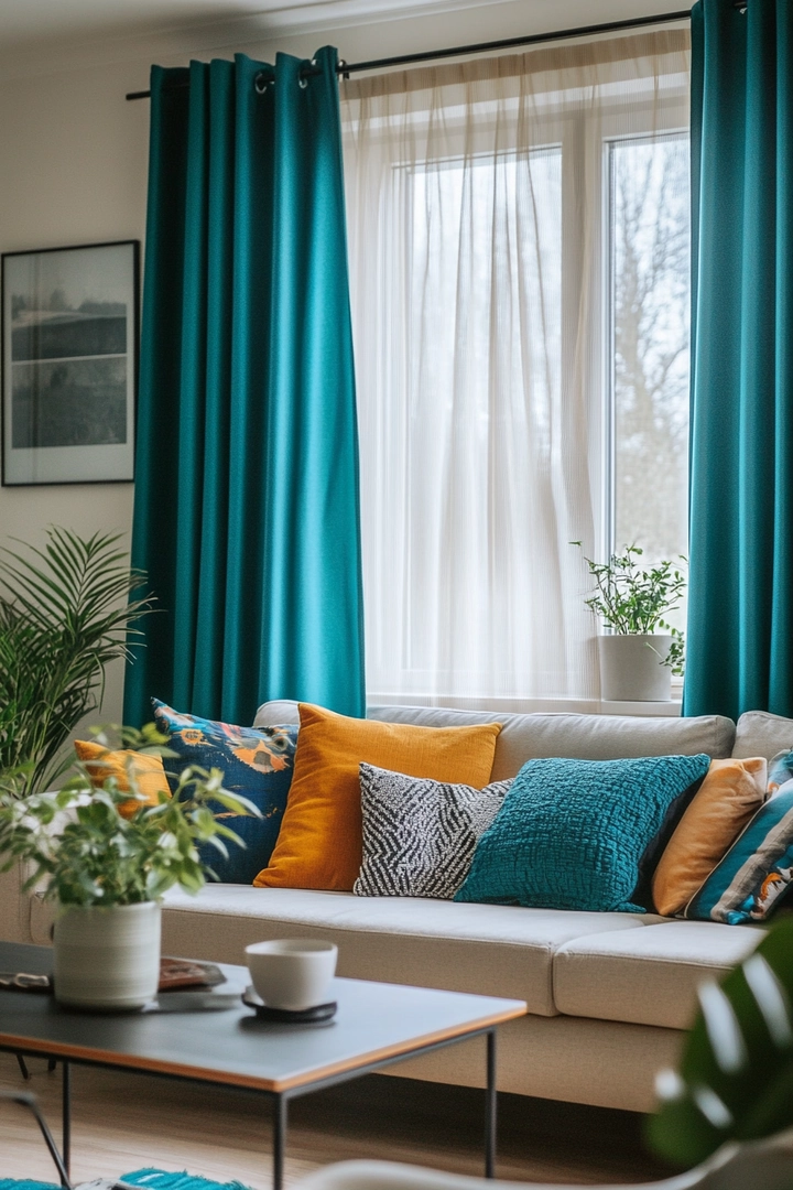 teal living room curtain ideas 60