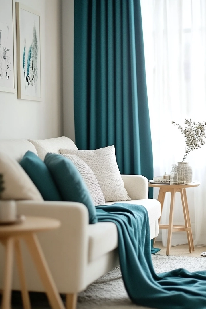 teal living room curtain ideas 62