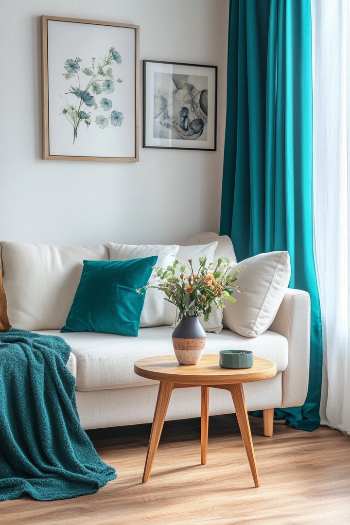 teal living room curtain ideas 64