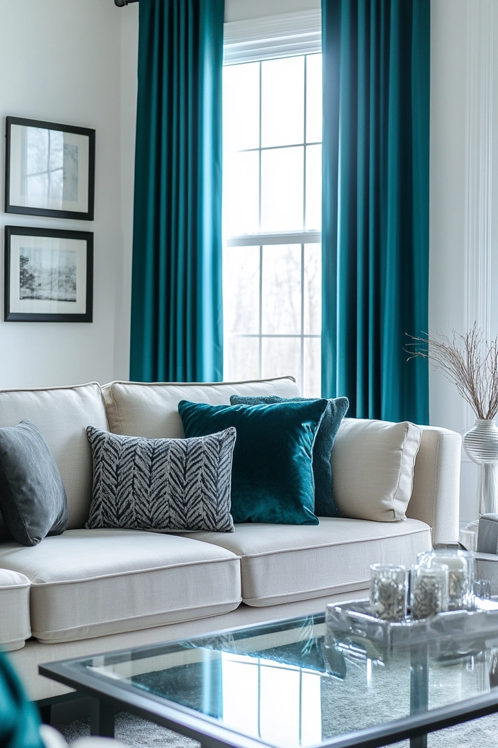 teal living room curtain ideas 66