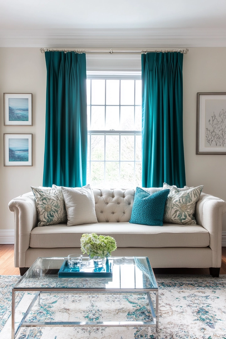 teal living room curtain ideas 68