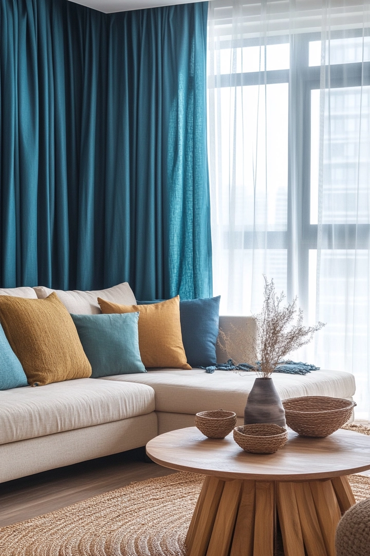 teal living room curtain ideas 70