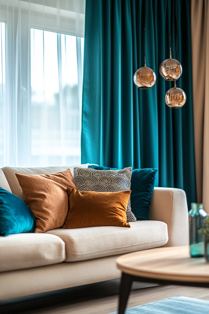 teal living room curtain ideas 72