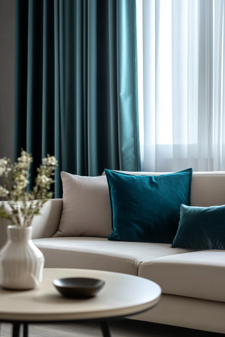 teal living room curtain ideas 73