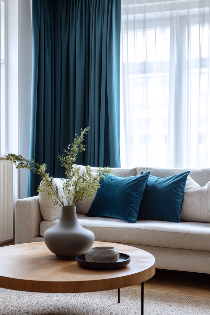 teal living room curtain ideas 74