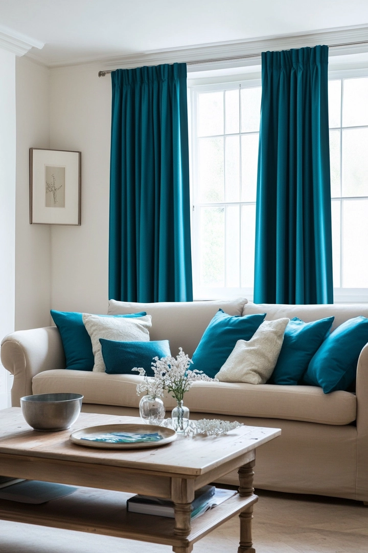 teal living room curtain ideas 75