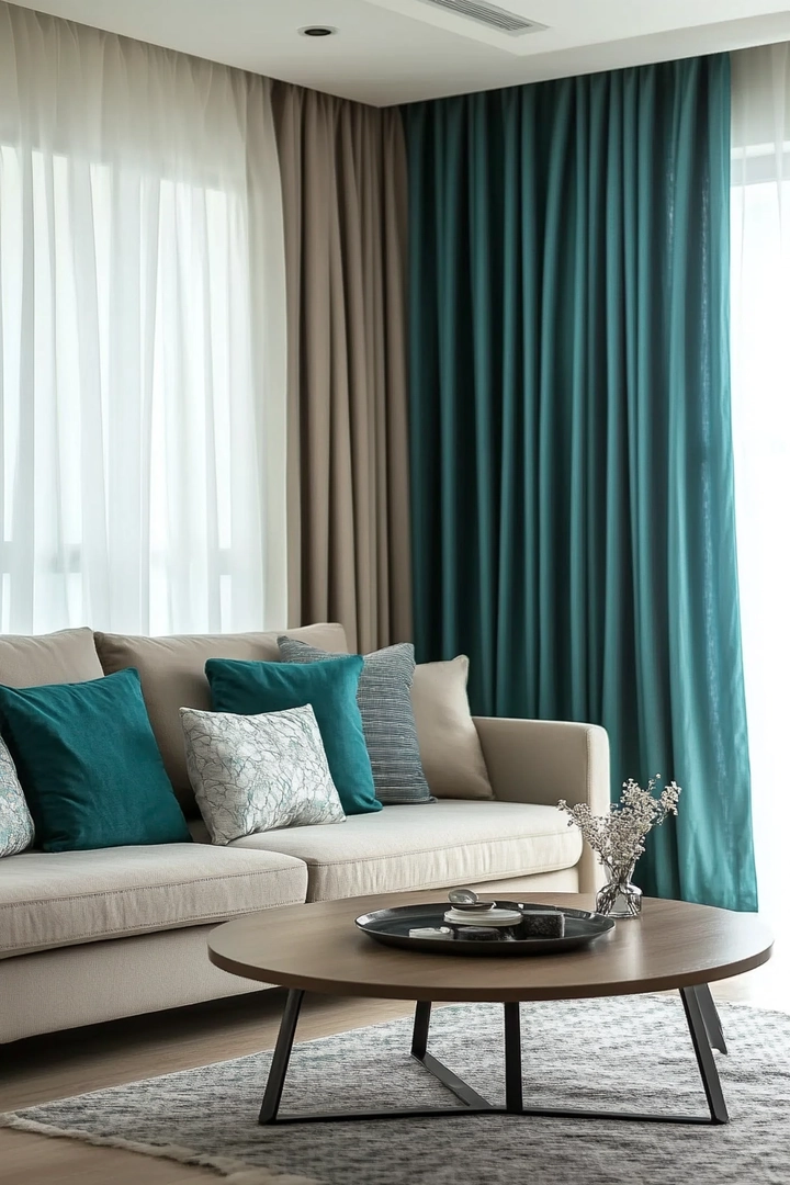 teal living room curtain ideas 76