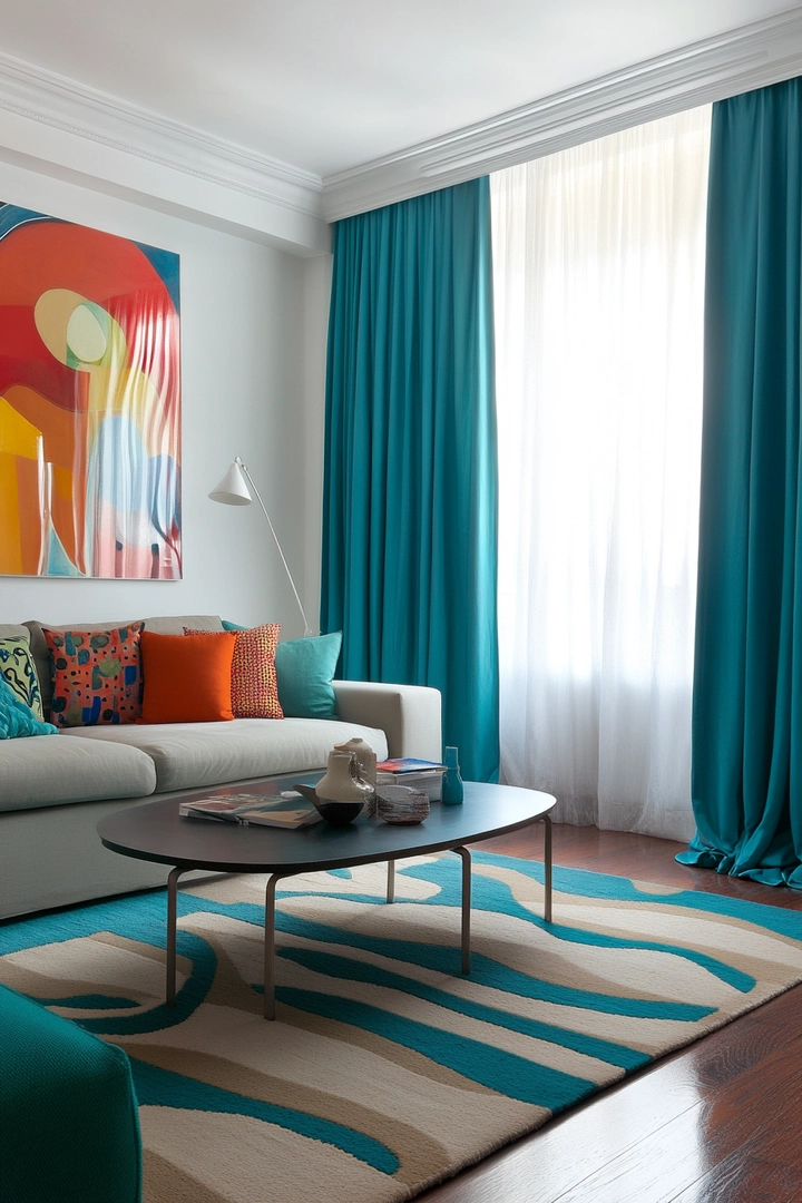 teal living room curtain ideas 79