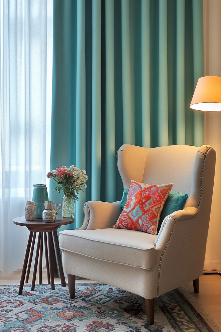 teal living room curtain ideas 9