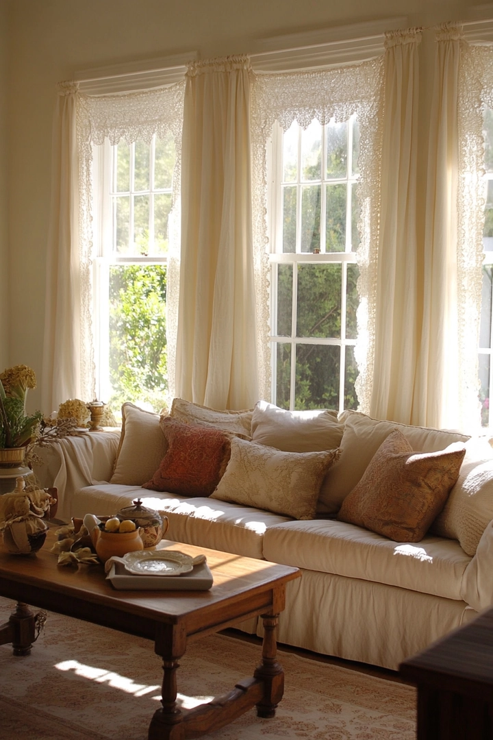 triple window curtain ideas living room 13