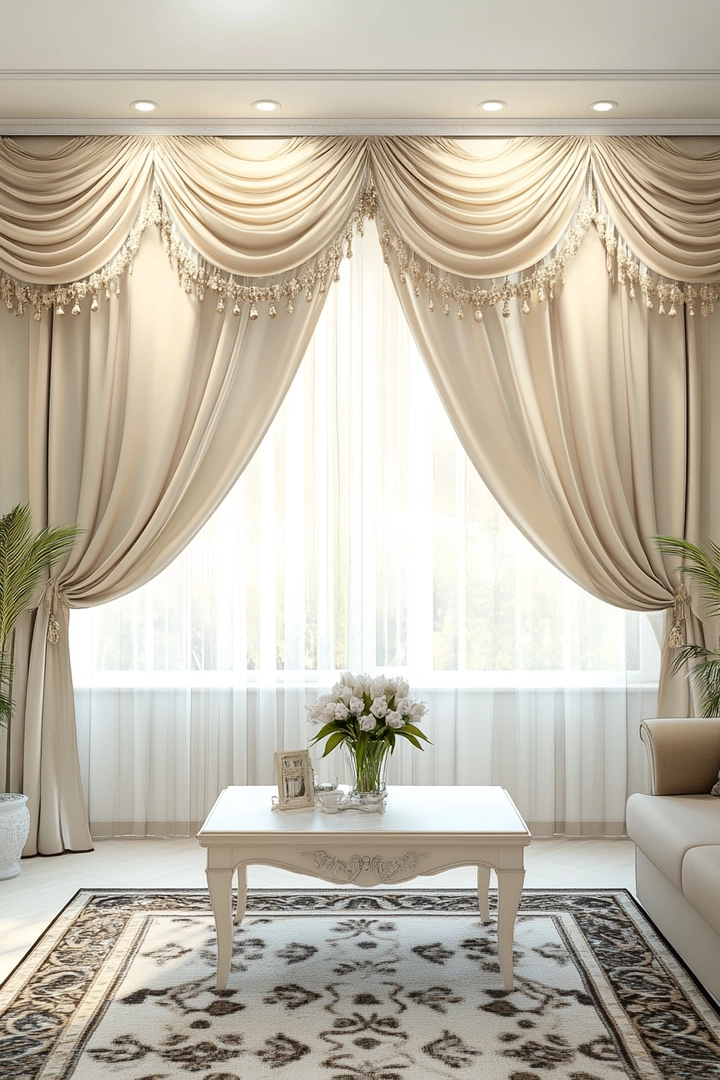 triple window curtain ideas living room 22