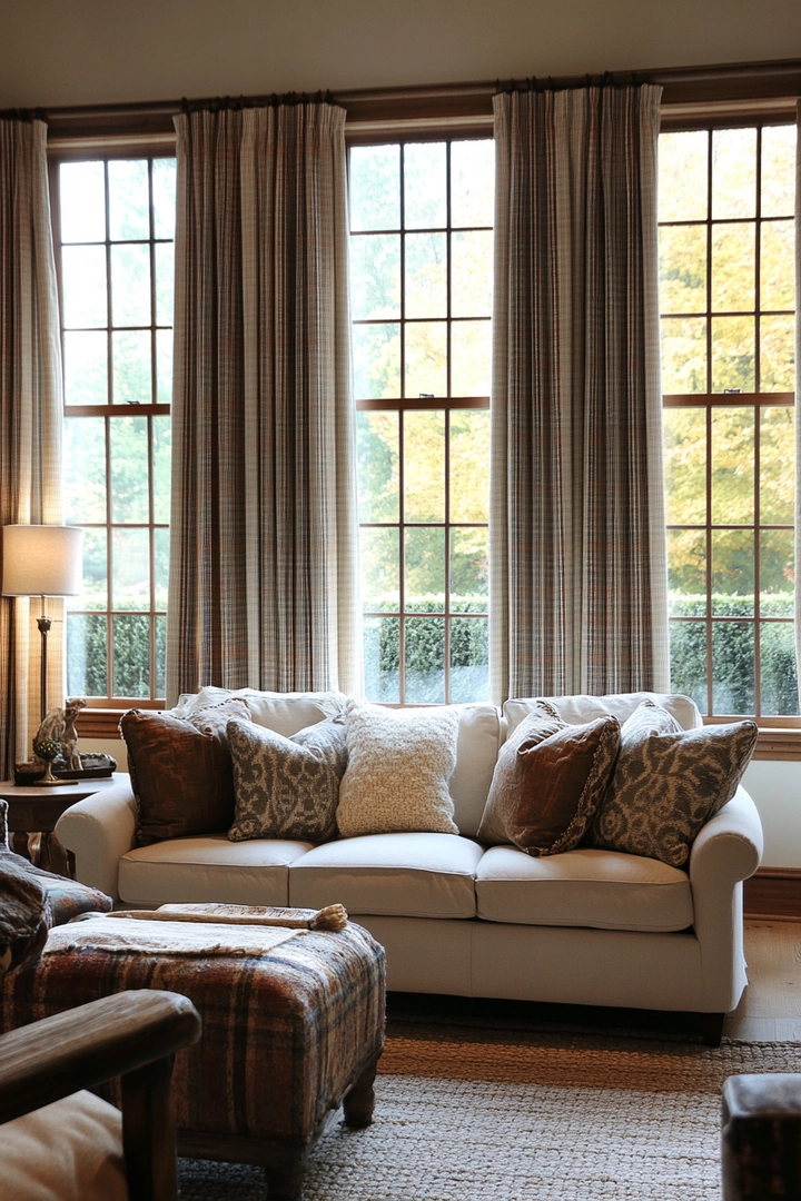 triple window curtain ideas living room 41