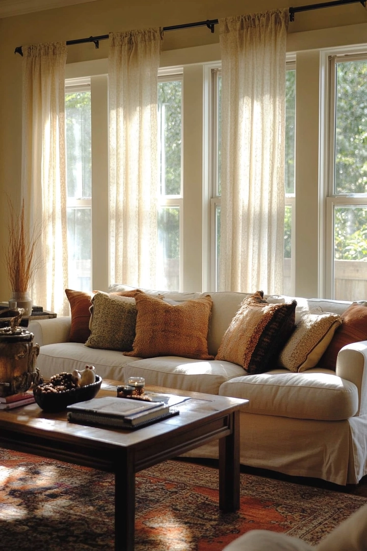 triple window curtain ideas living room 42