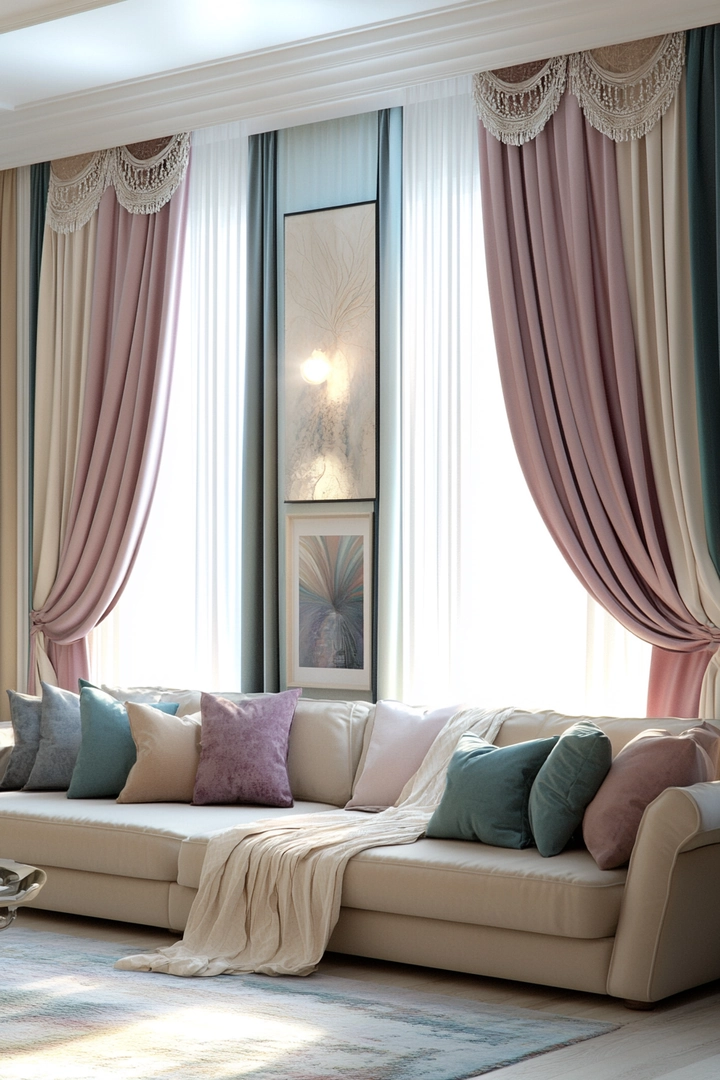 triple window curtain ideas living room 50