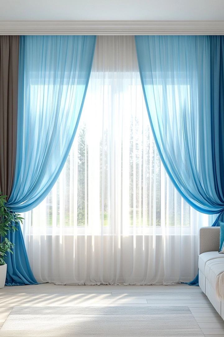 triple window curtain ideas living room 57